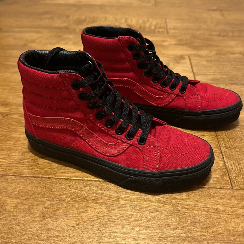 Vans red high tops women’s 5.5